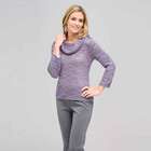 Tweed Cowl Neck Sweater, , small