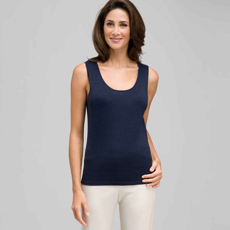 Sleeveless Scoop Neck Shell, , large